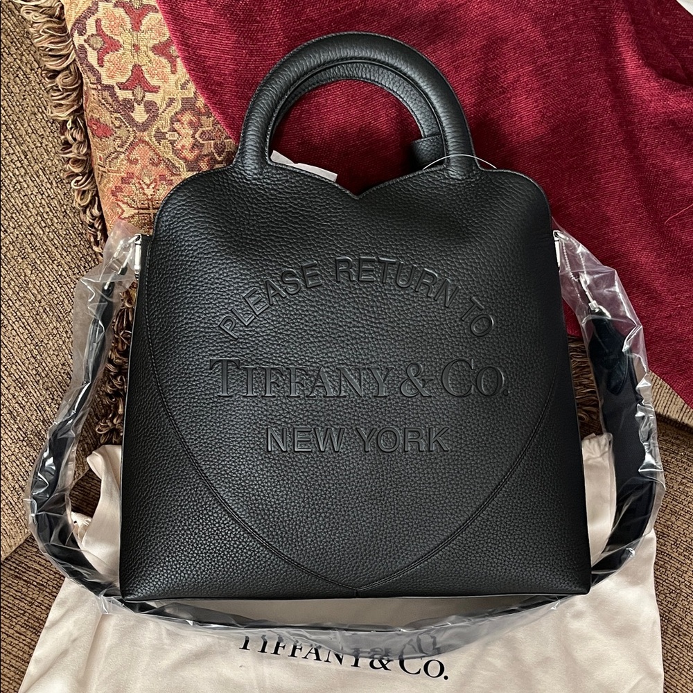 Tiffany & Co. Large Black Pebbled Leather Tote Large